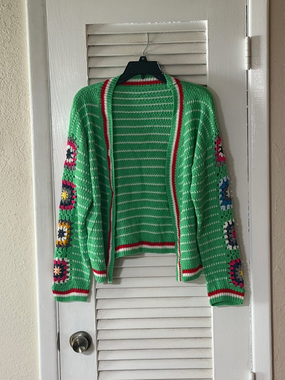 NWOT SHEIN Granny Square Sleeve Crochet Cardigan - Picture 4 of 8